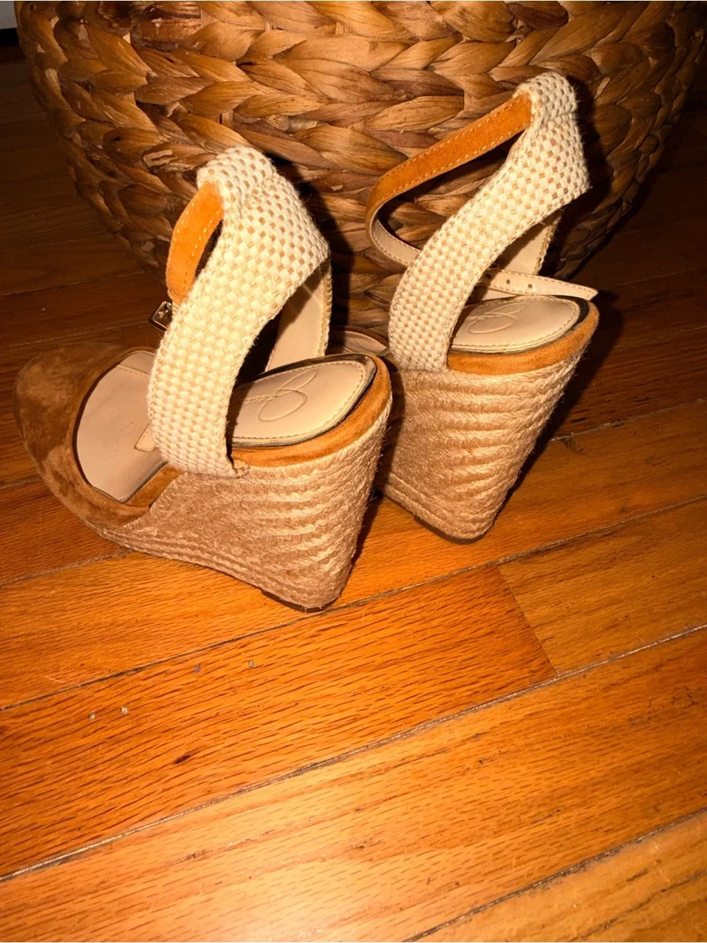 Jessica Simpson Rust Tan Suede Espadrille Wedge Sandals